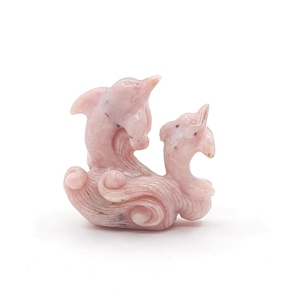 Скульптура "Дельфины", розовый опал