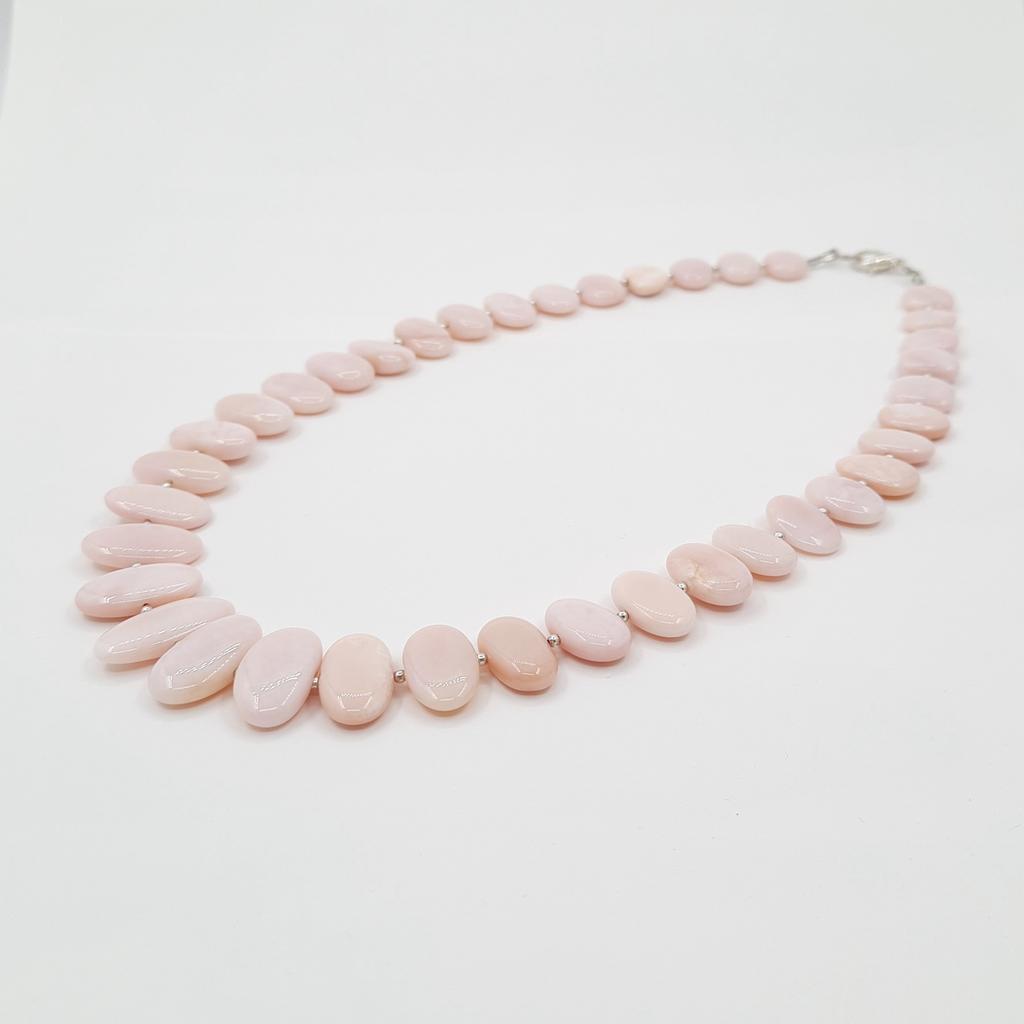 Бусы, опал розовый