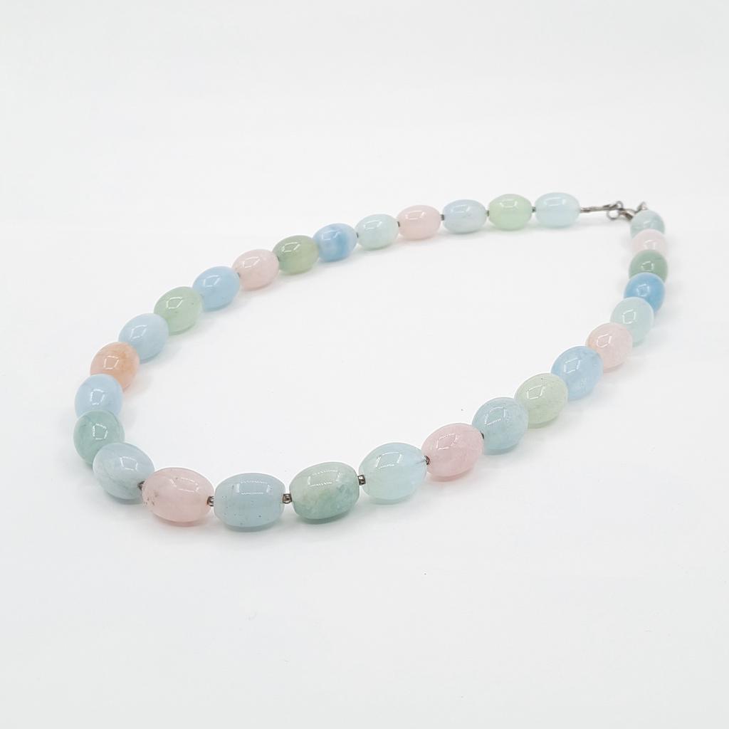 Бусы, аквамарин + берилл + морганит