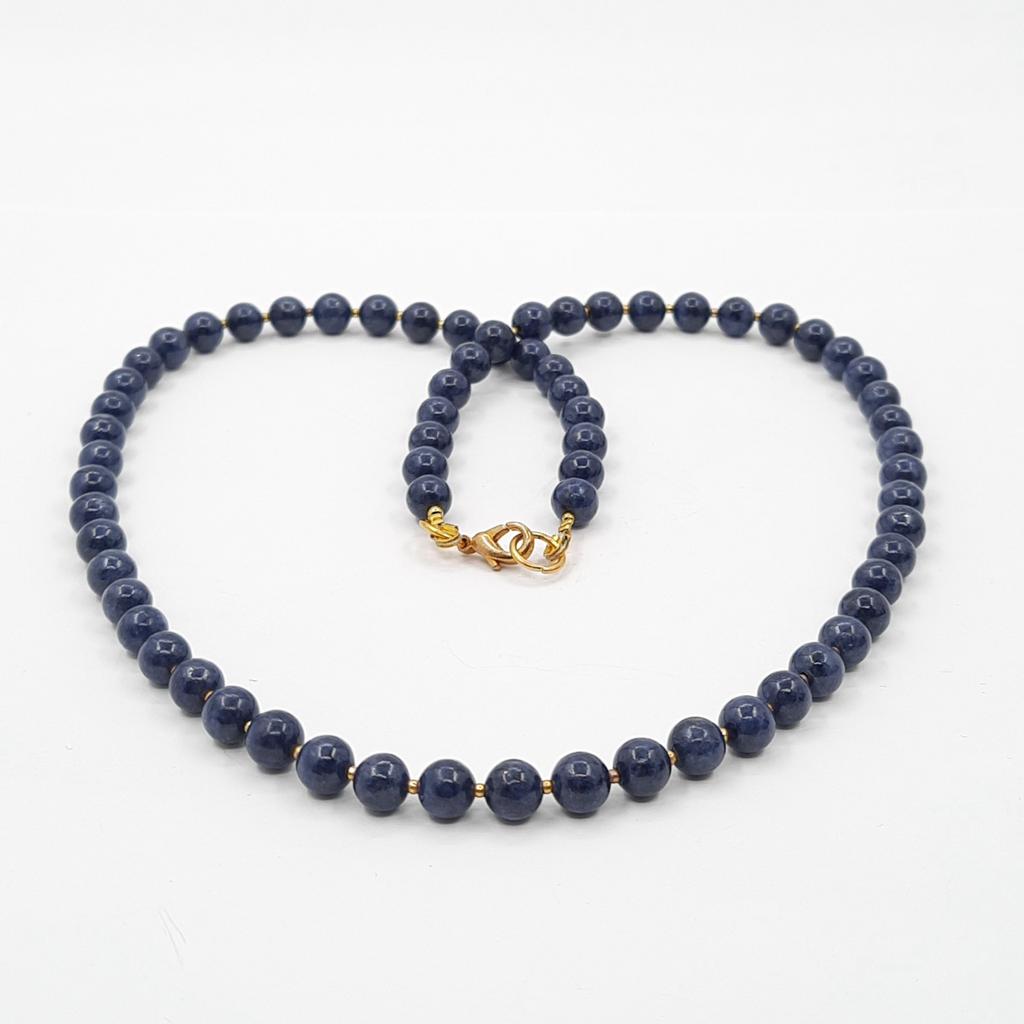 Бусы, корунд синий