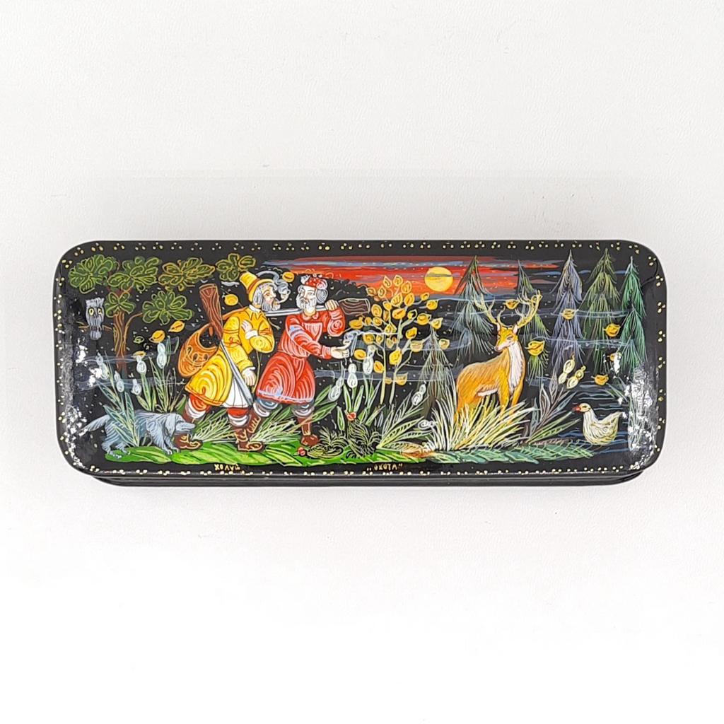 Шкатулка лаковая "Охота", Холуй
