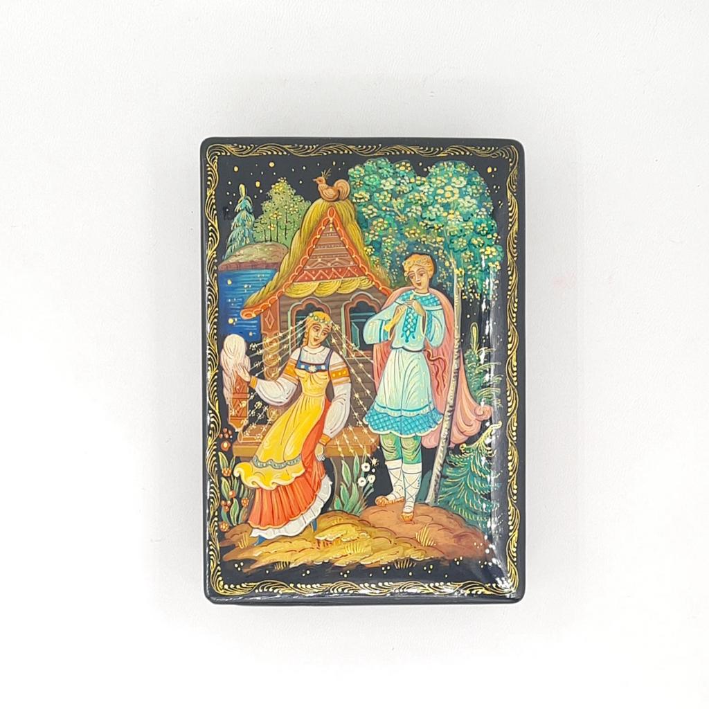 Шкатулка лаковая "Лель и Снегурочка". Холуй