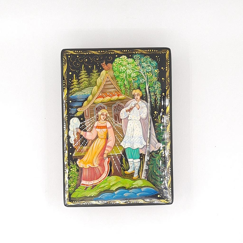 Шкатулка лаковая "Снегурочка и Лель". Холуй