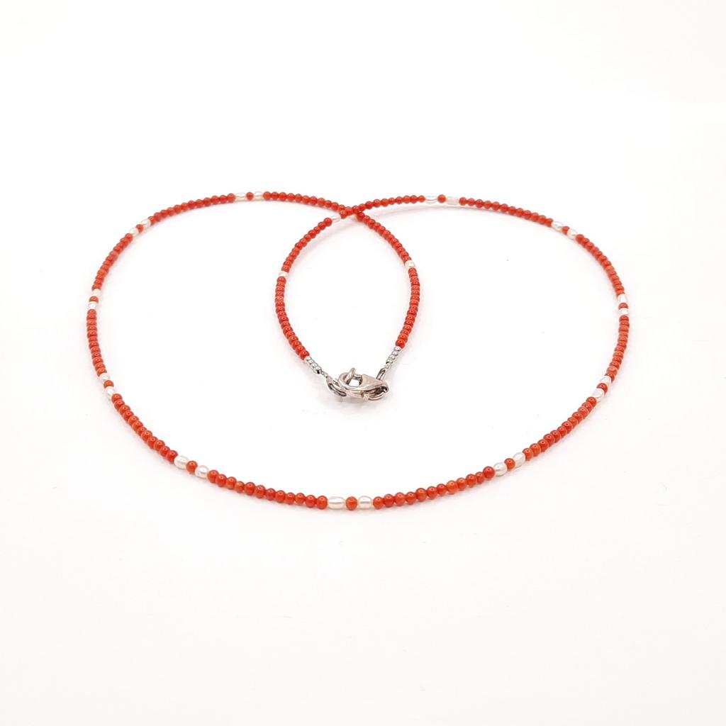 Бусы, коралл + жемчуг