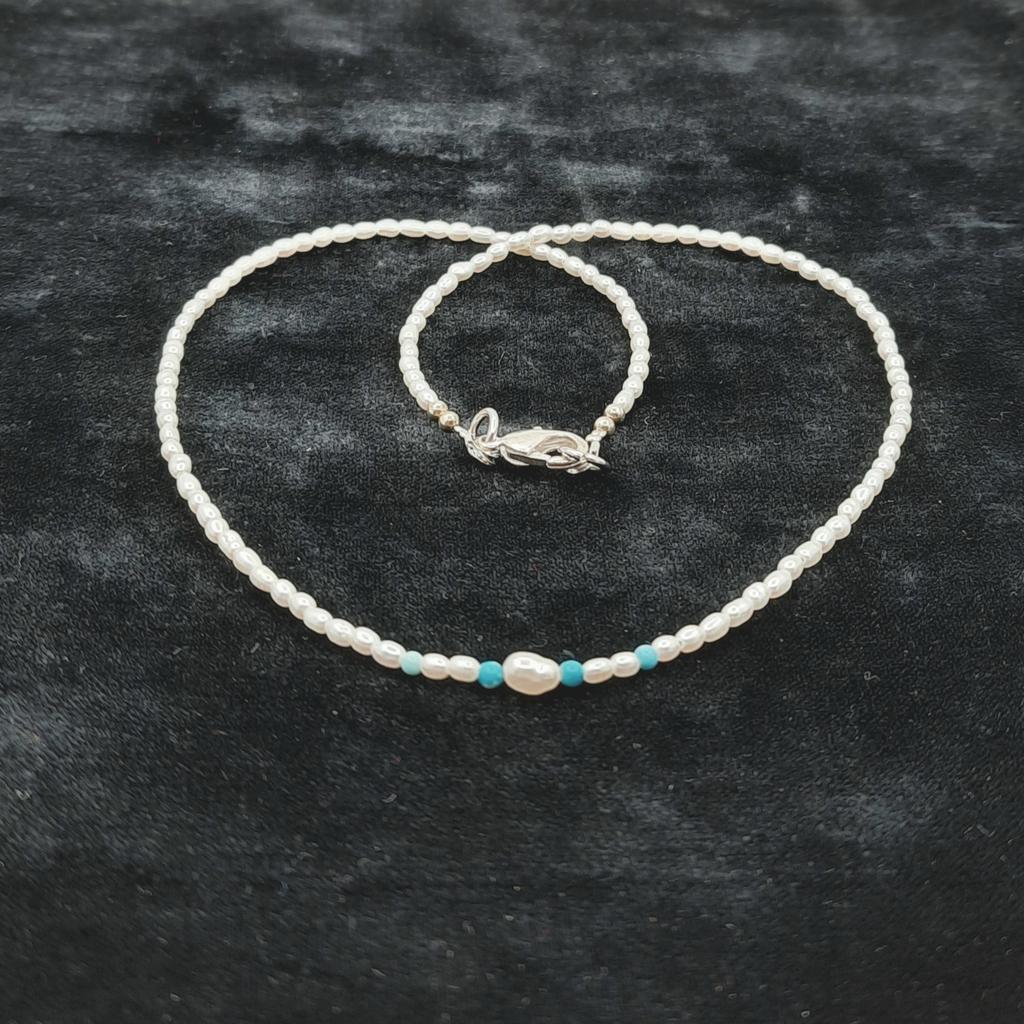 Бусы, жемчуг + бирюза