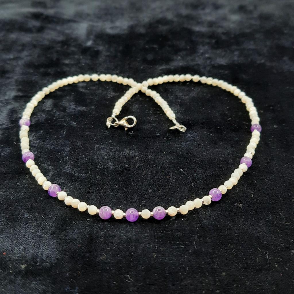 Бусы, перламутр + аметист