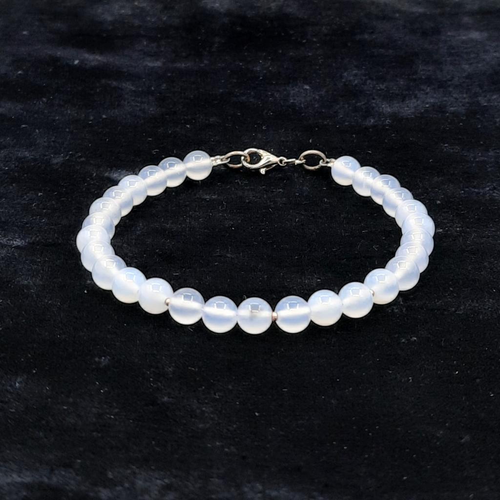 Браслет, голубой халцедон