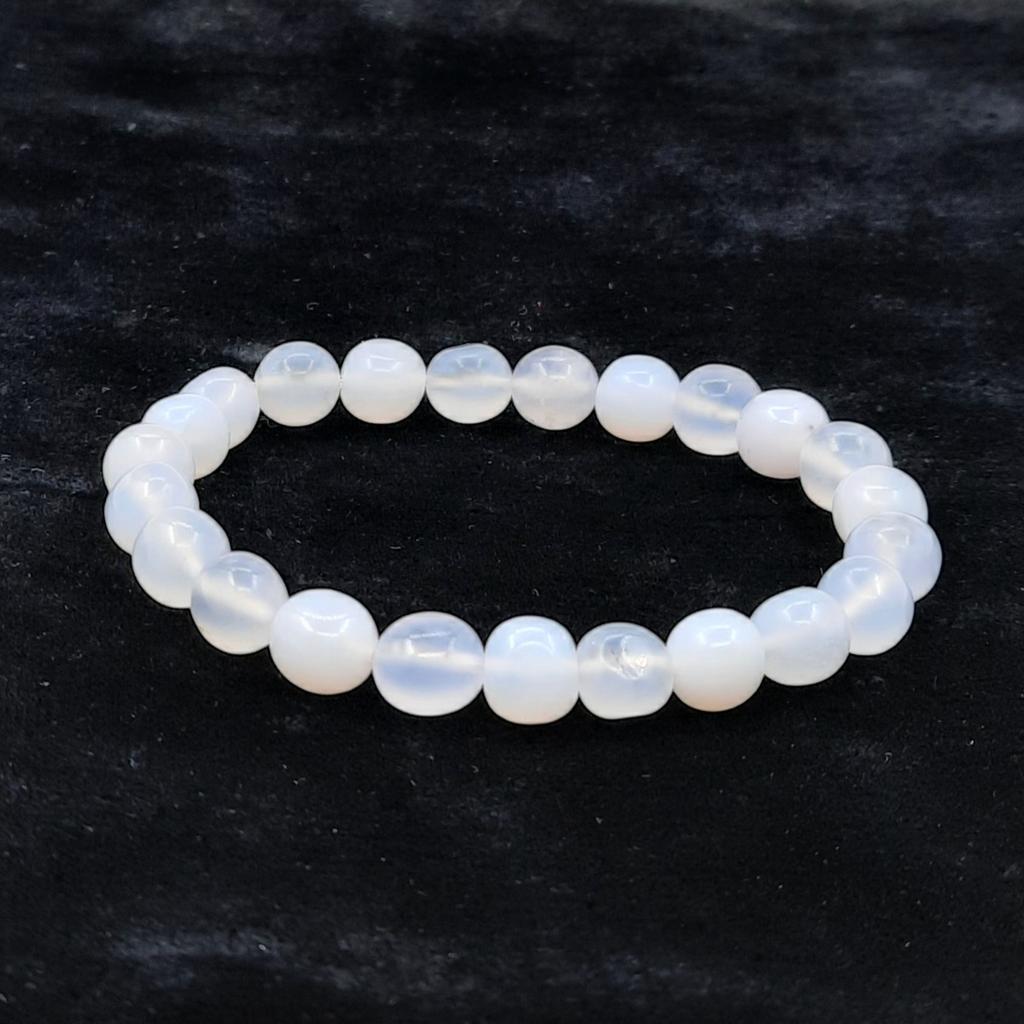 Браслет, голубой халцедон
