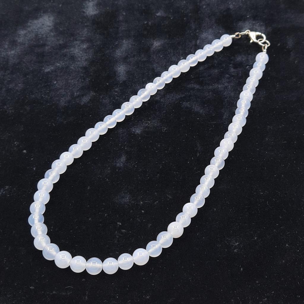 Бусы, халцедон голубой