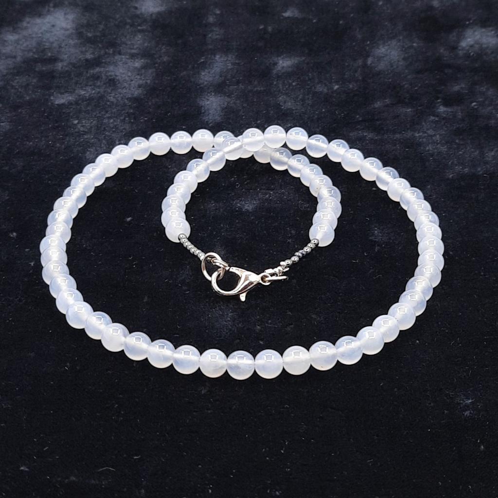 Бусы, халцедон голубой