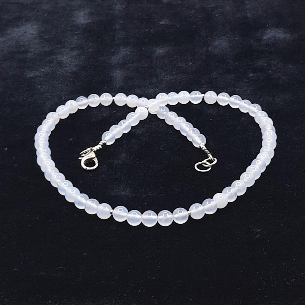 Бусы, халцедон голубой