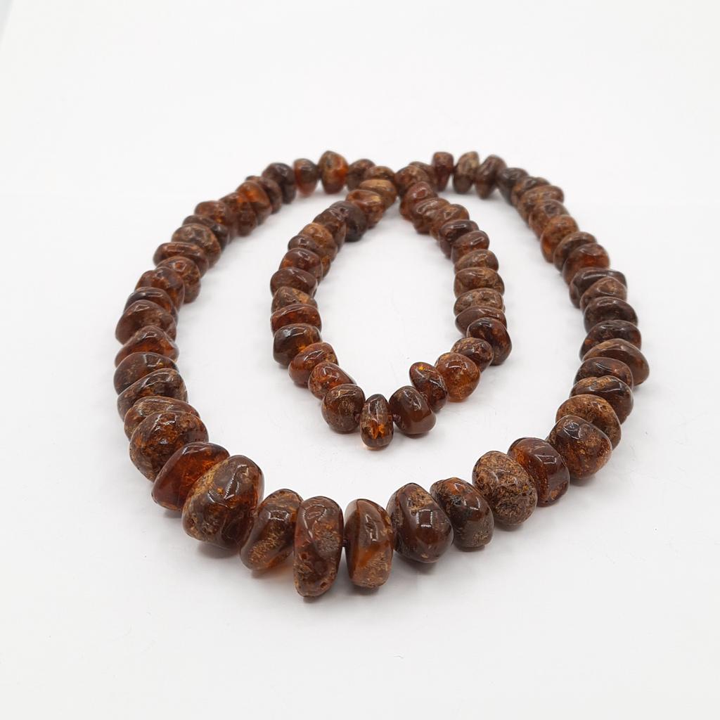 Бусы "Узелок", янтарь чёрный