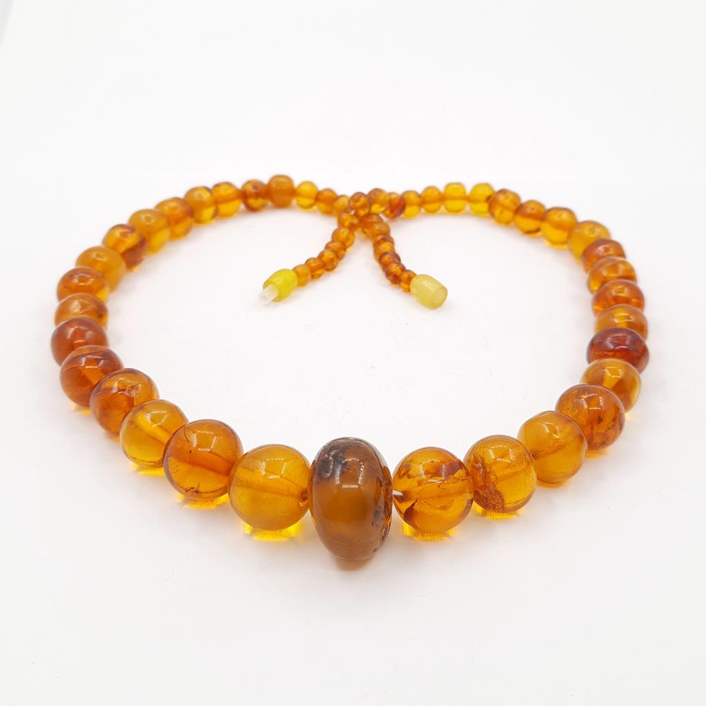 Бусы, янтарь медовый