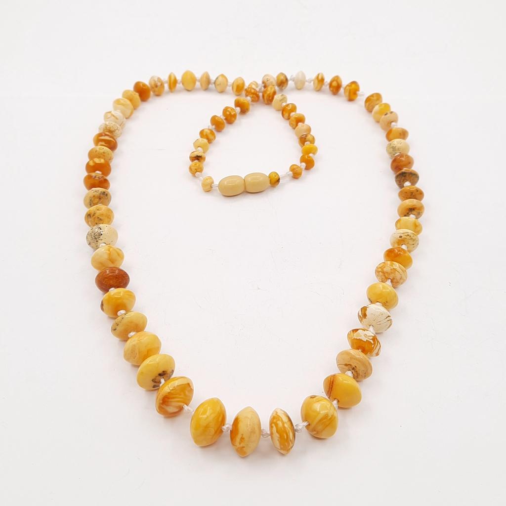 Бусы "Узелок", янтарь королевский