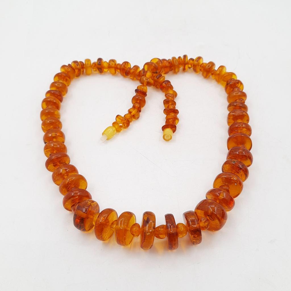 Бусы "Таблетки", янтарь медовый