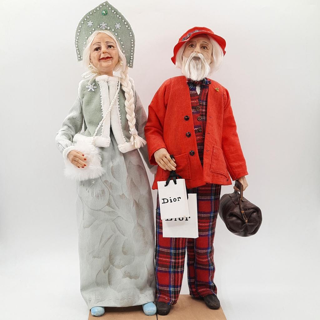 Авторская кукла "Дед Мороз и Снегурочка"