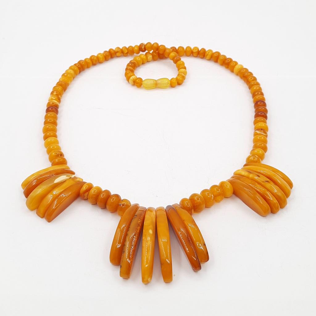 Колье "Трио", янтарь