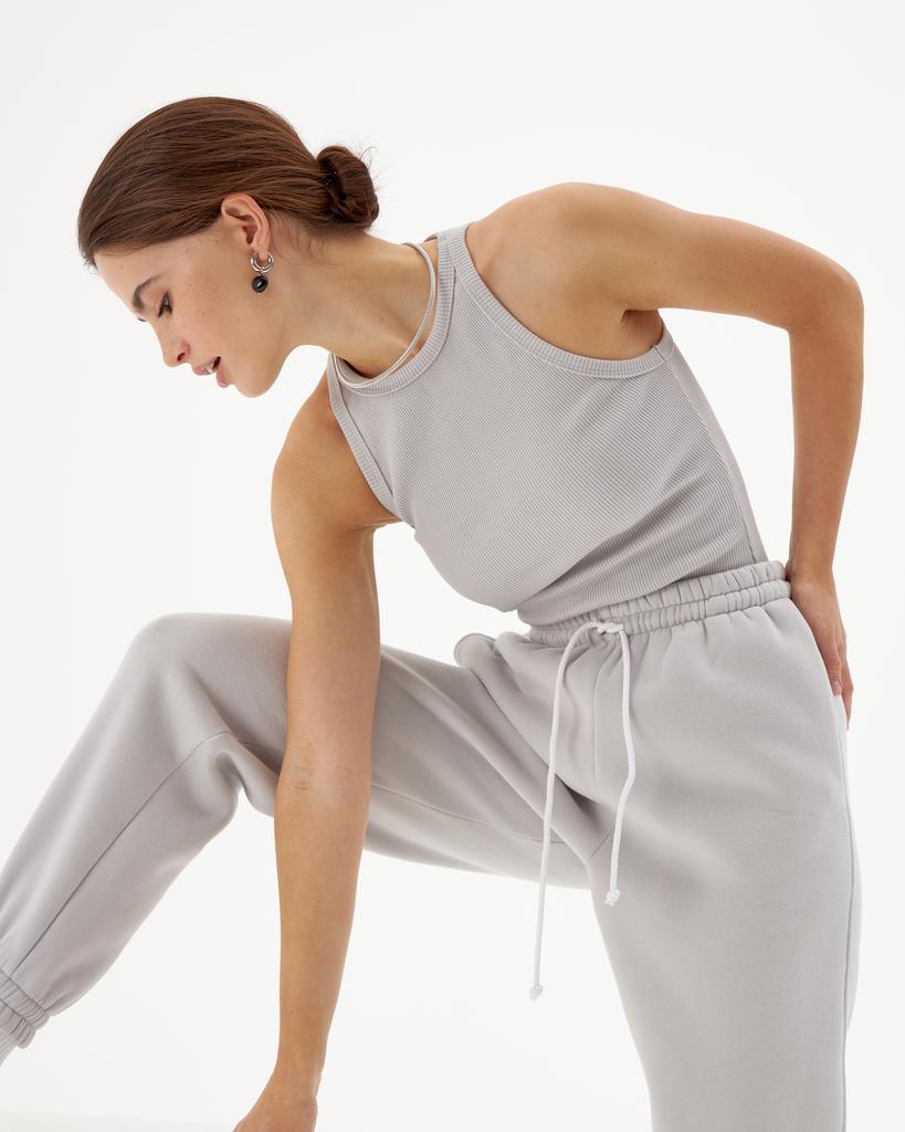 Майка в рубчик Светло-серая