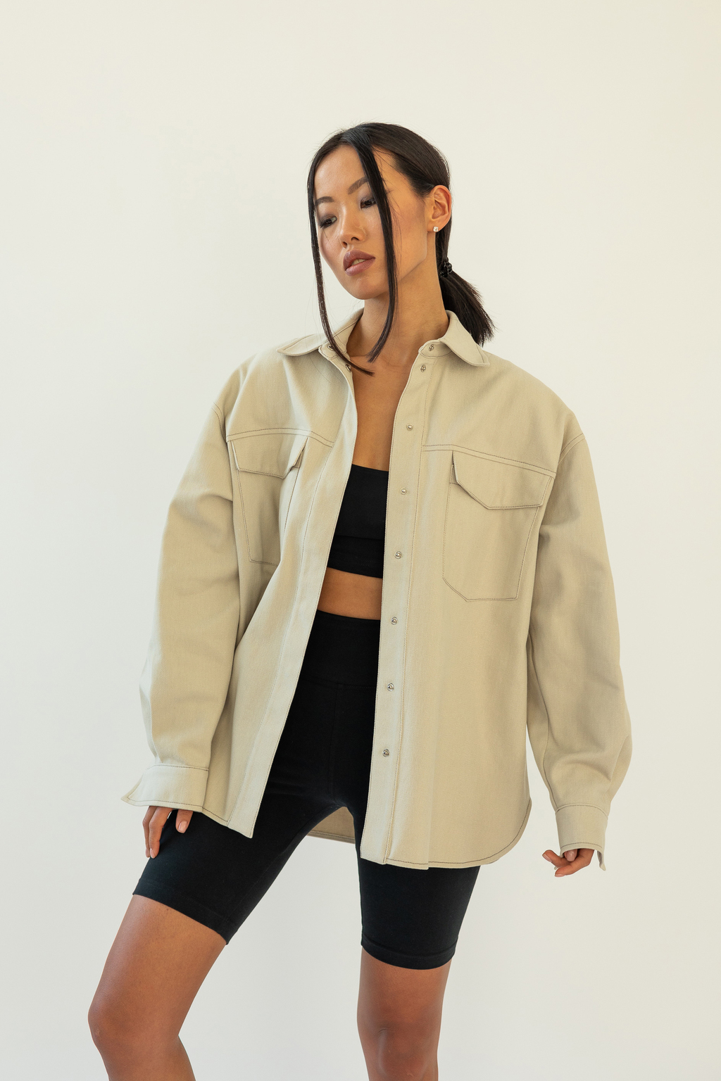 Джинсовая рубашка Бежевая