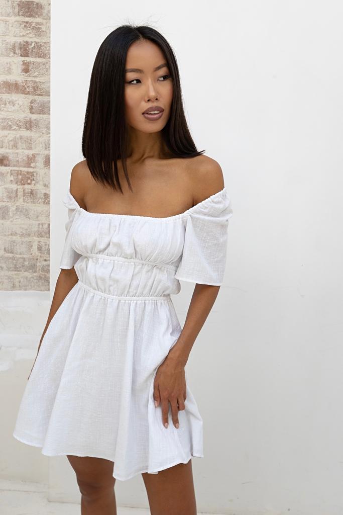 Платье с открытой спиной на завязках Белое