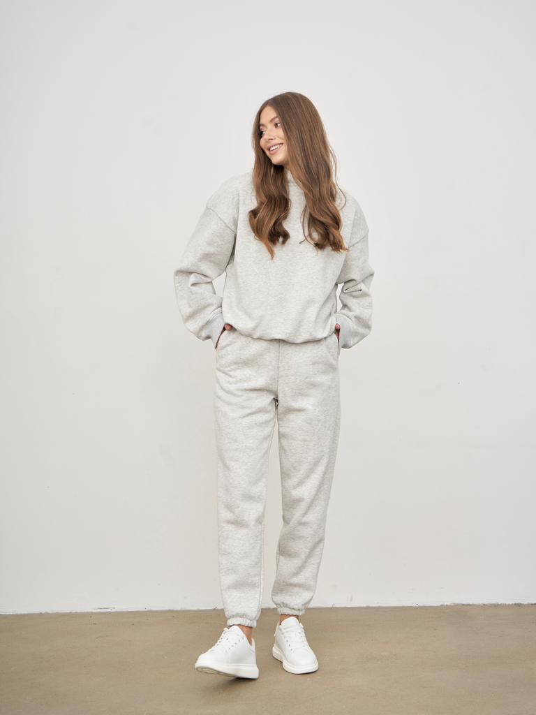 Джоггеры утепленные Серый меланж