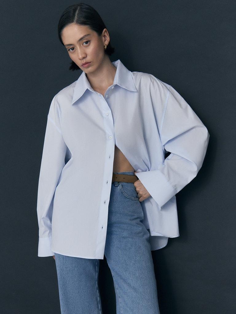 Рубашка из итальянского хлопка голубая