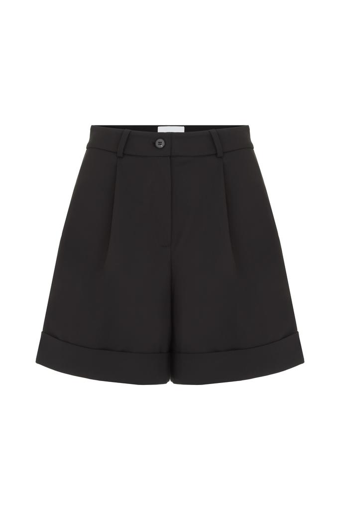 Шорты с защипами из хлопка черные