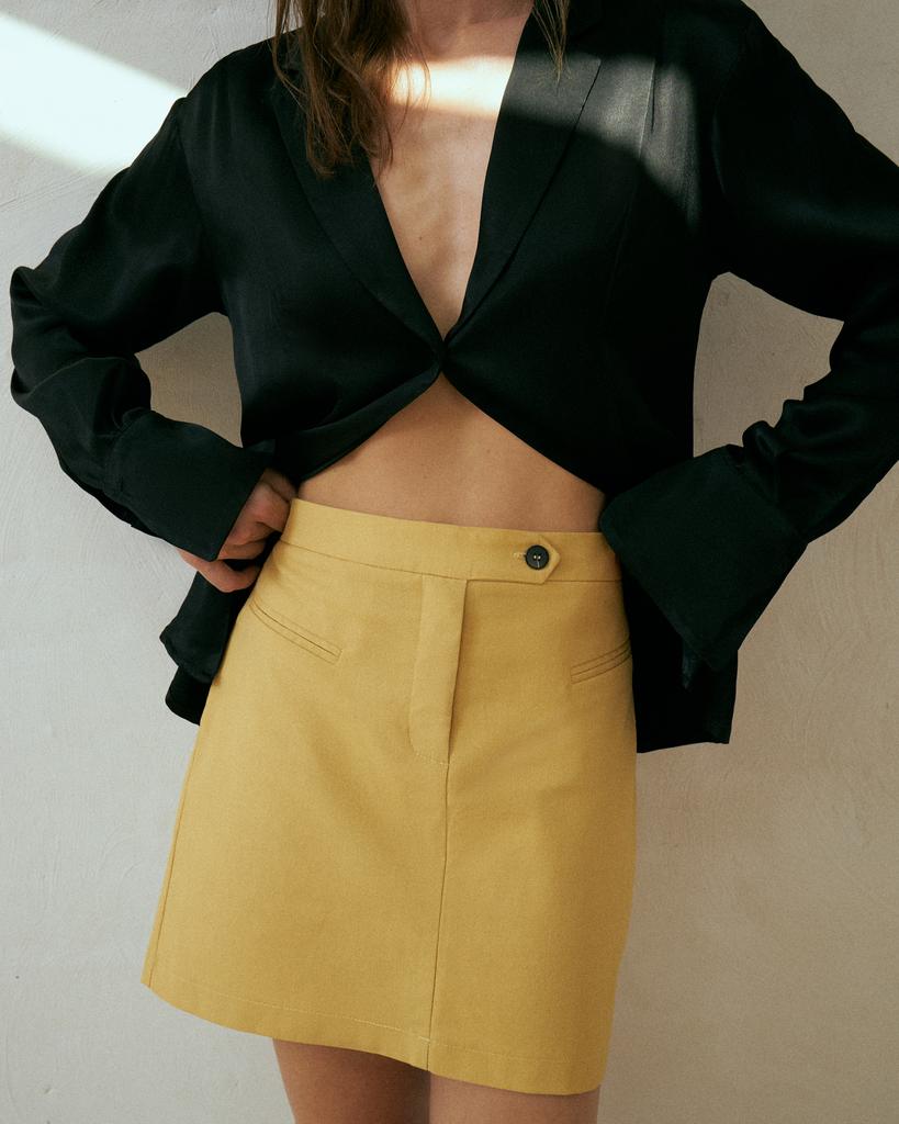 Юбка из льна Горчичная