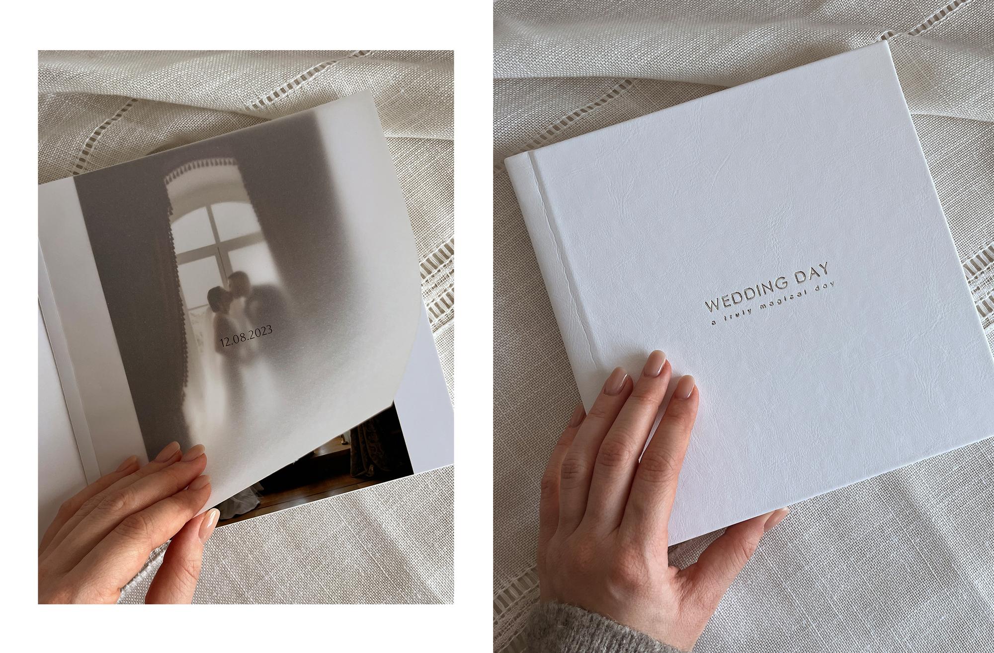 ФОТОКНИГА В ОБЛОЖКЕ ИЗ ЭКО КОЖИ БЕЛОГО ОТТЕНКА 20х20 СМ