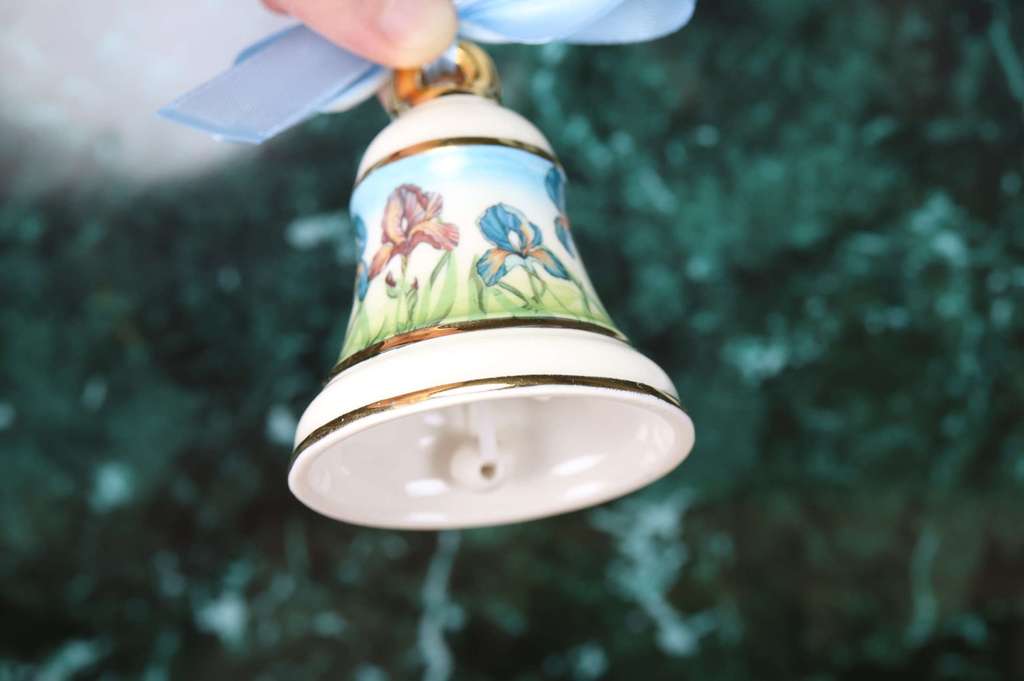 Handmade porcelain bell "Irises"