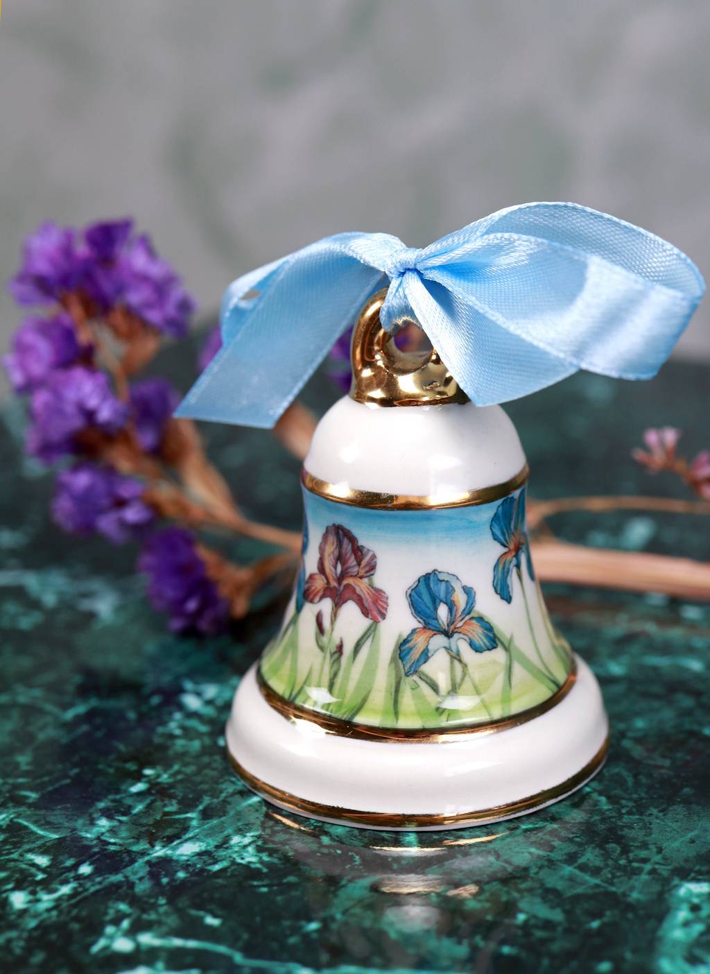 Handmade porcelain bell "Irises"
