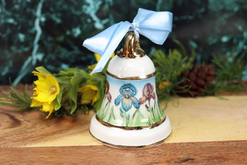 Handmade porcelain bell "Irises"