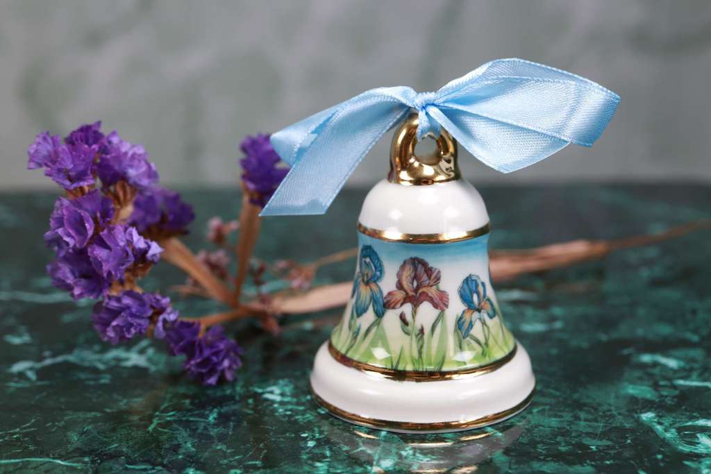 Handmade porcelain bell "Irises"