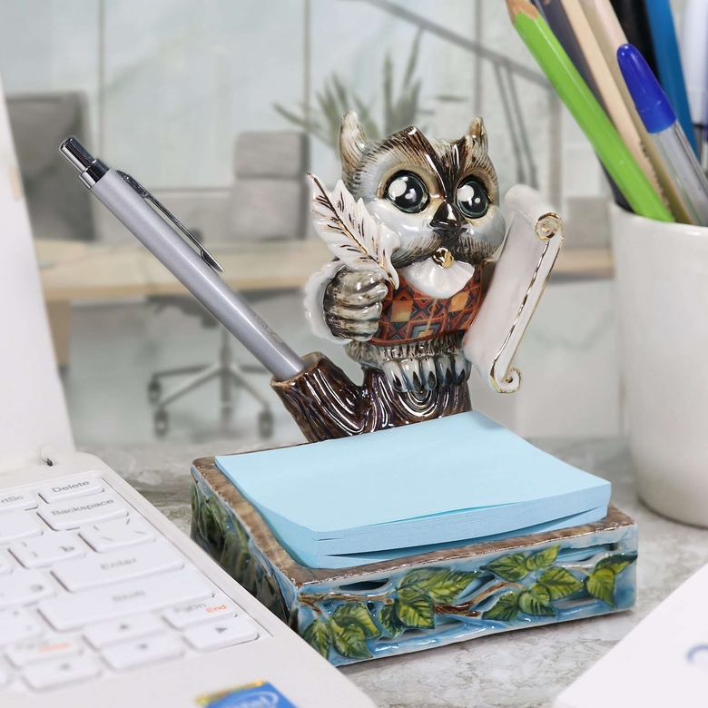 Держатель для стикеров фарфоровый Ученый совёнок