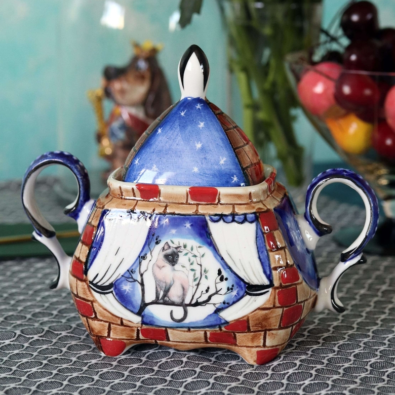 Сахарница фарфоровая Лунный кот