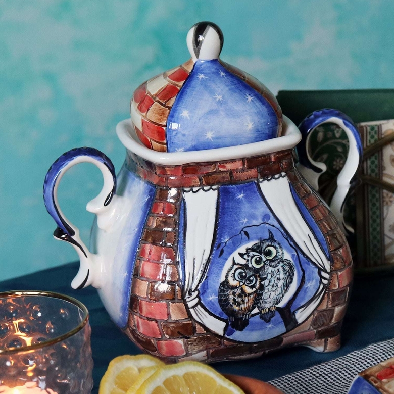 Сахарница фарфоровая Совушки