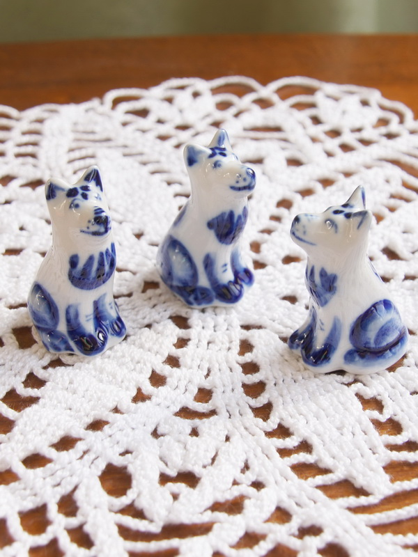 Гжельский фарфоровый песик, 5 см