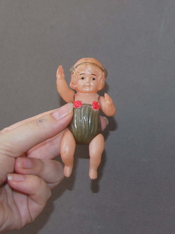 Антикварная куколка из целлулоида, 10 см