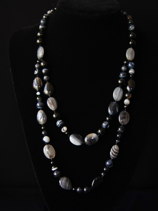 Колье двойное из агата, 75 см