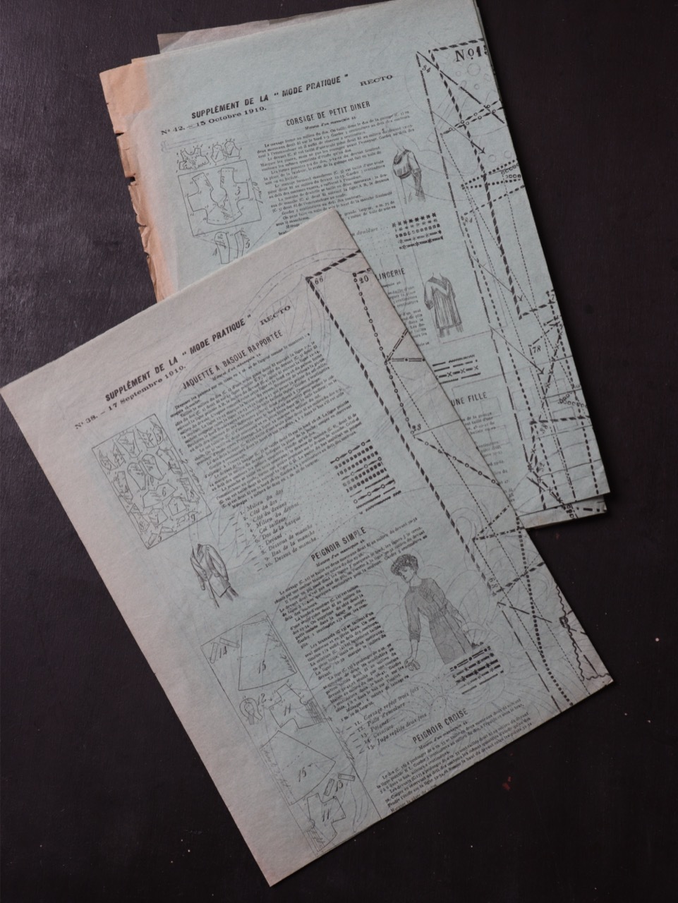1910 г., антикварные выкройки к журналу мод, Париж