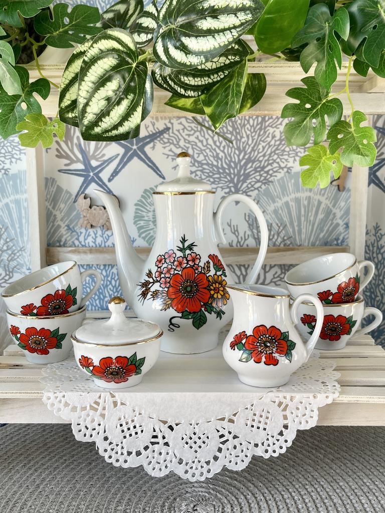 ГДР детский кукольный сервиз с цветами