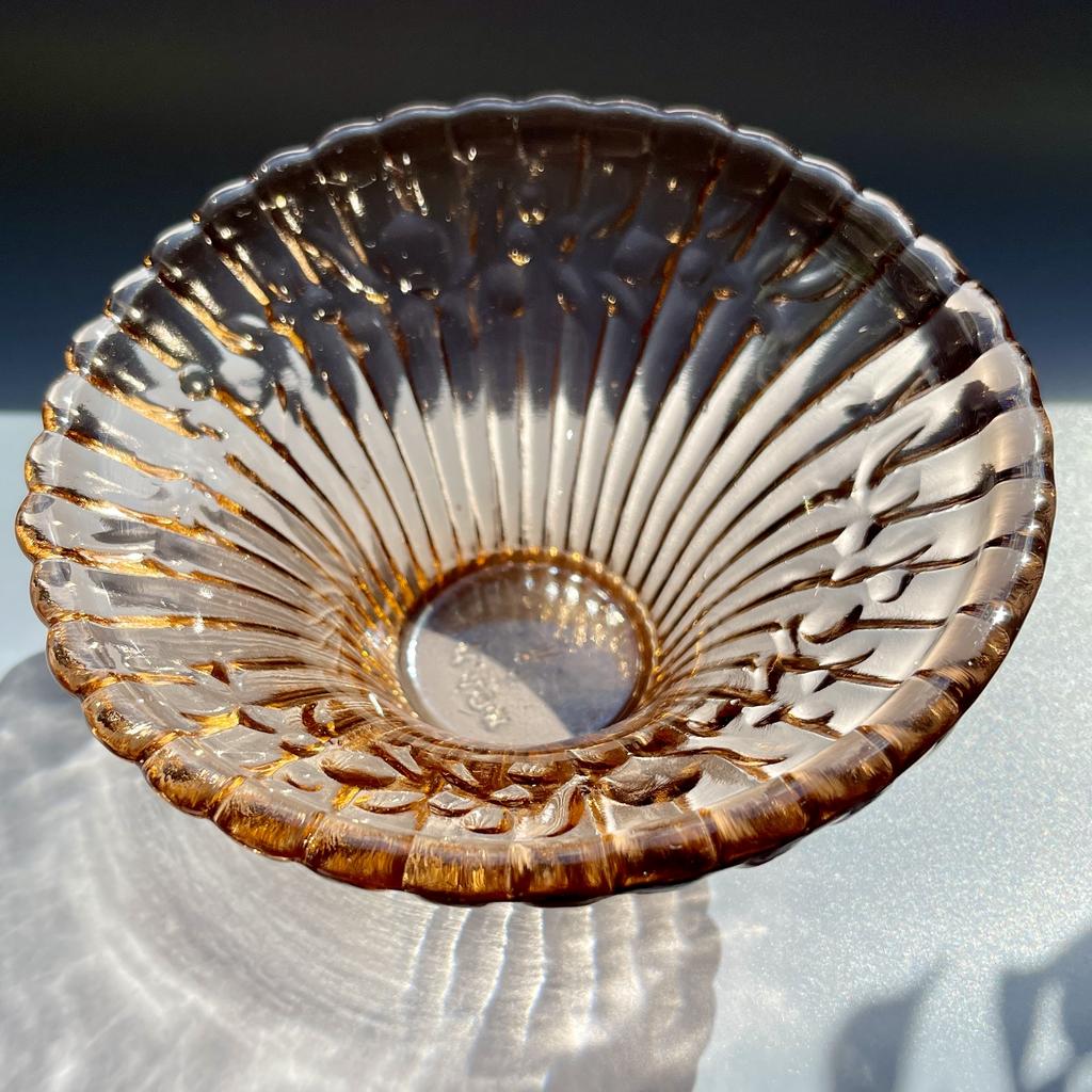 Ваза конфетница из цветного рифленого стекла ссср