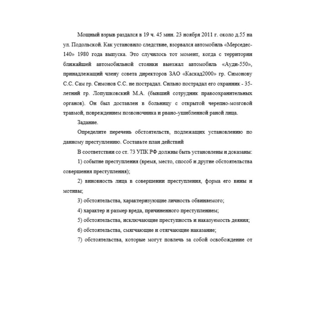Мощный взрыв раздался в 19 ч. 45 мин. 23 ноября 2011 г. около д.55 на ул. Подольской. Как установило следствие, взорвался автомобиль «Мерседес-140» 1980 года выпуска. Это случилось тот момент, когда с
