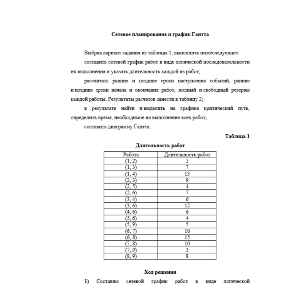 Управление проектами 6 вариант