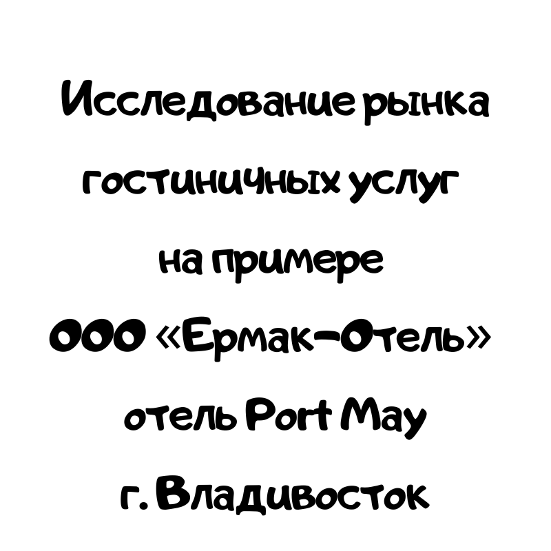 Исследование рынка гостиничных услуг на примере ООО «Ермак-Отель» отель Port May, г. Владивосток