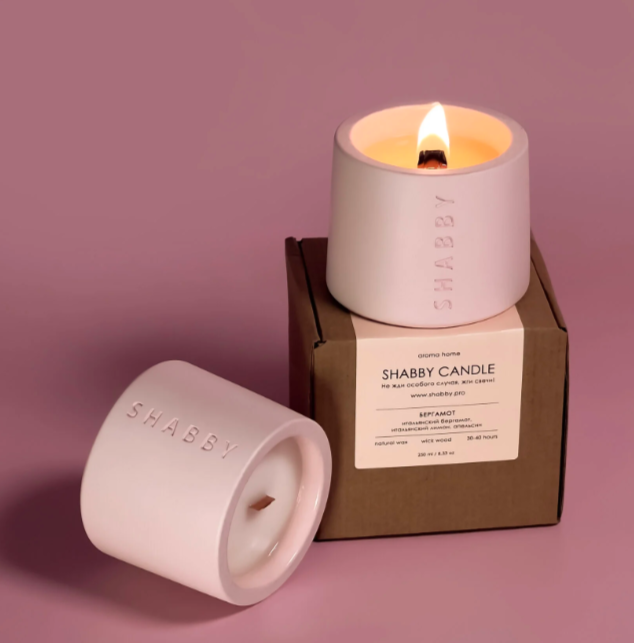 БЕРГАМОТ АРОМАСВЕЧА В БЕТОНЕ SHABBY CANDLE 250МЛ