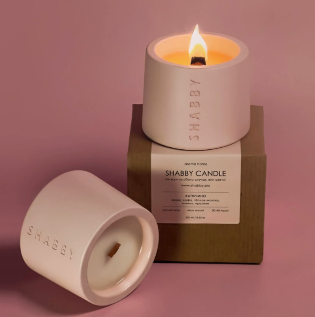 КАПУЧИНО АРОМАСВЕЧА В БЕТОНЕ SHABBY CANDLE 250МЛ