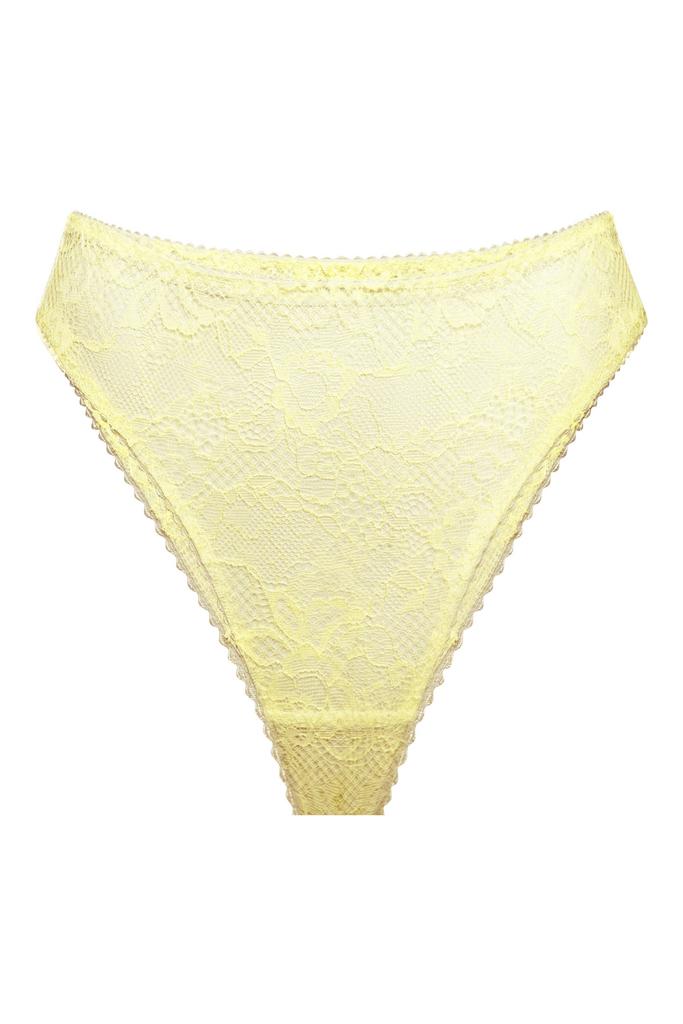 желто-лимонные кружевные трусы бразильяна balmy