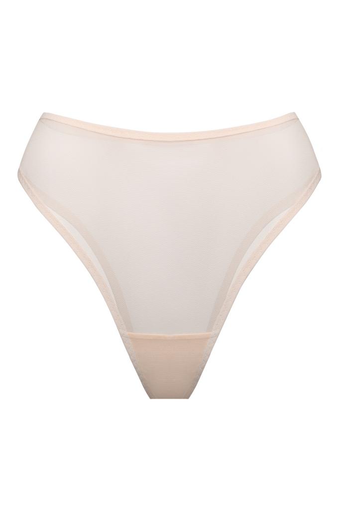 бежевые трусы бразильяна из сетки