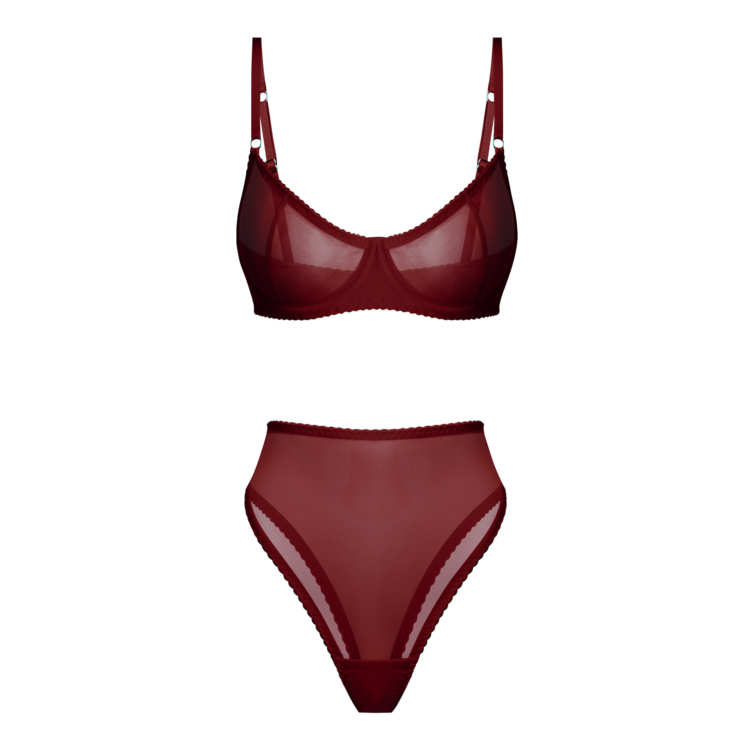 бордовый комплект omut из сетки